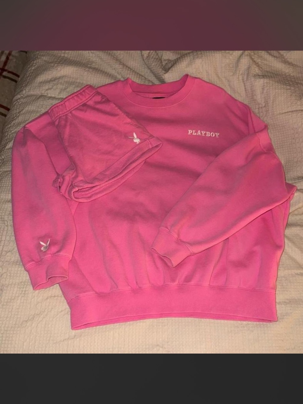 PLAYBOY Hot Pink Logo Crewneck Sweatshirt and Sweatshorts